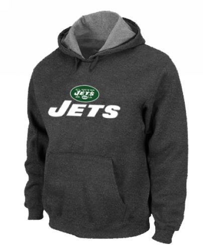 NFL Men's Nike New York Jets Authentic Logo Pullover Hoodie - Dark Grey